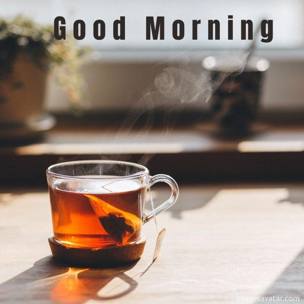 wishing good morning with red tea